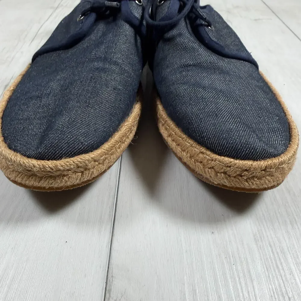 BURBERRY Mens Euro 43/ US 10 Navy Blue Denim Espadrille Laced Shoes Travel - Picture 2 of 10
